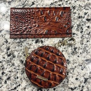 Brahmin Round Coin Purse and Checkbook Holder. Pecan color.